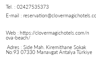 Clover Magic Nova Beach Hotel iletiim bilgileri